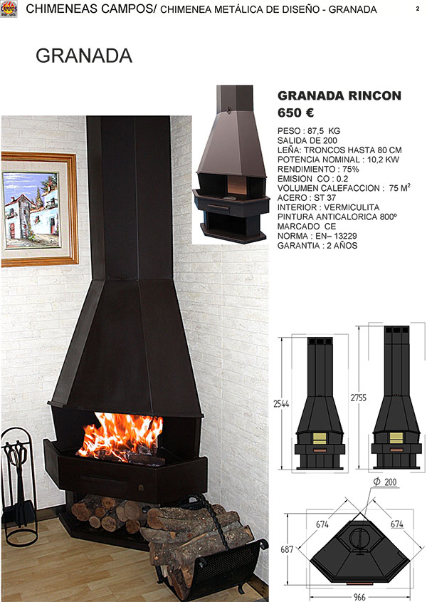 CHIMENEA VISTA DE DISEÑO GRANADA RINCÓN | Venta de chimeneas, barbacoas
